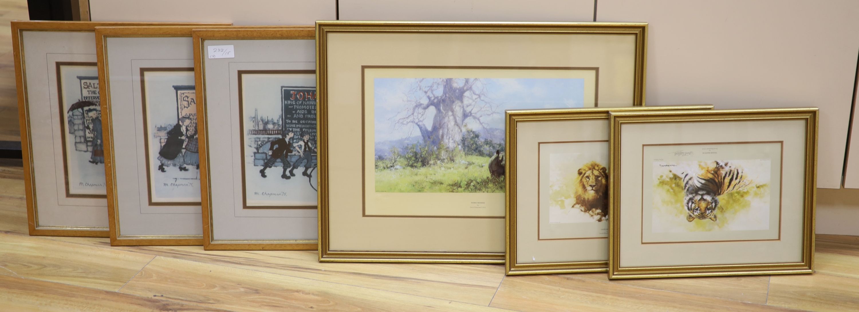 Margaret Chapman, three signed prints, Salt Regal, Salutaris Water and Johannis, all signed in pencil, 27 x 26cm